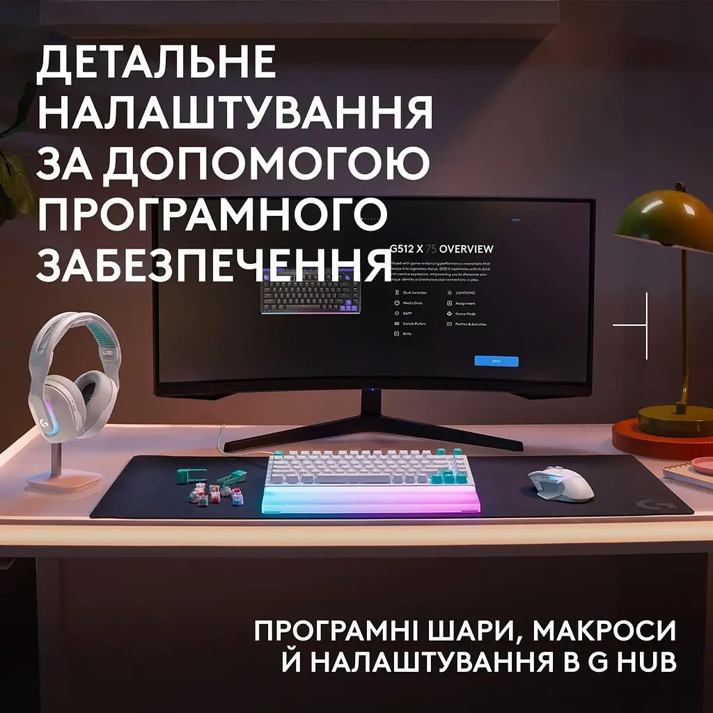 Клавіатура Logitech G512 X 75 Tactile Wired Gaming Keyboard White (920-013955) - фото 5