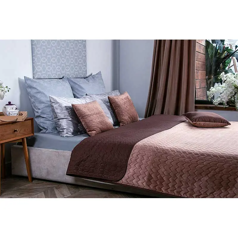 Декоративне покривало Руно VeLour Cappuccino, 220x180 см, коричневий (340.55_Cappuccino) - фото 2