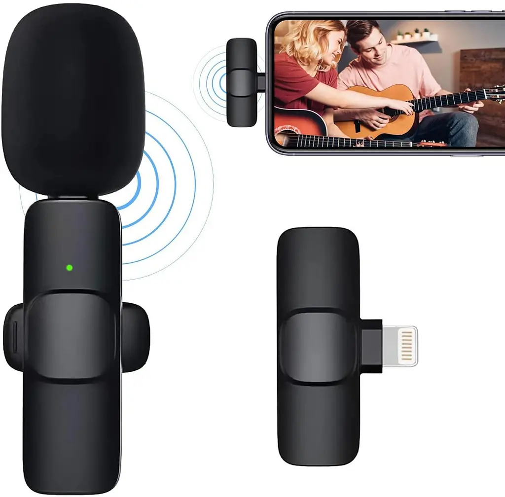 Бездротовий петличний мікрофон для iPhone та Android, Plug&Play, шумозаглушення