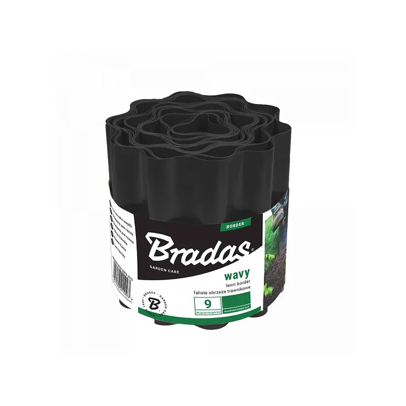 Бордюр хвилястий газонний Bradas 9 м х 20 см чорний OBFBK 0920