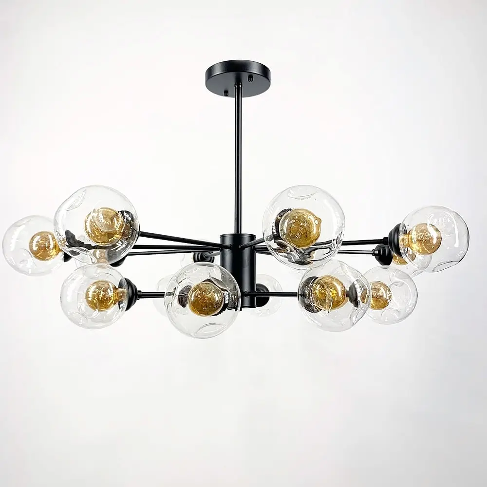 Люстра-молекула в черном цвете корпуса с 16 двойными плафонами Line F | Ст. 5033/16 - фото 2