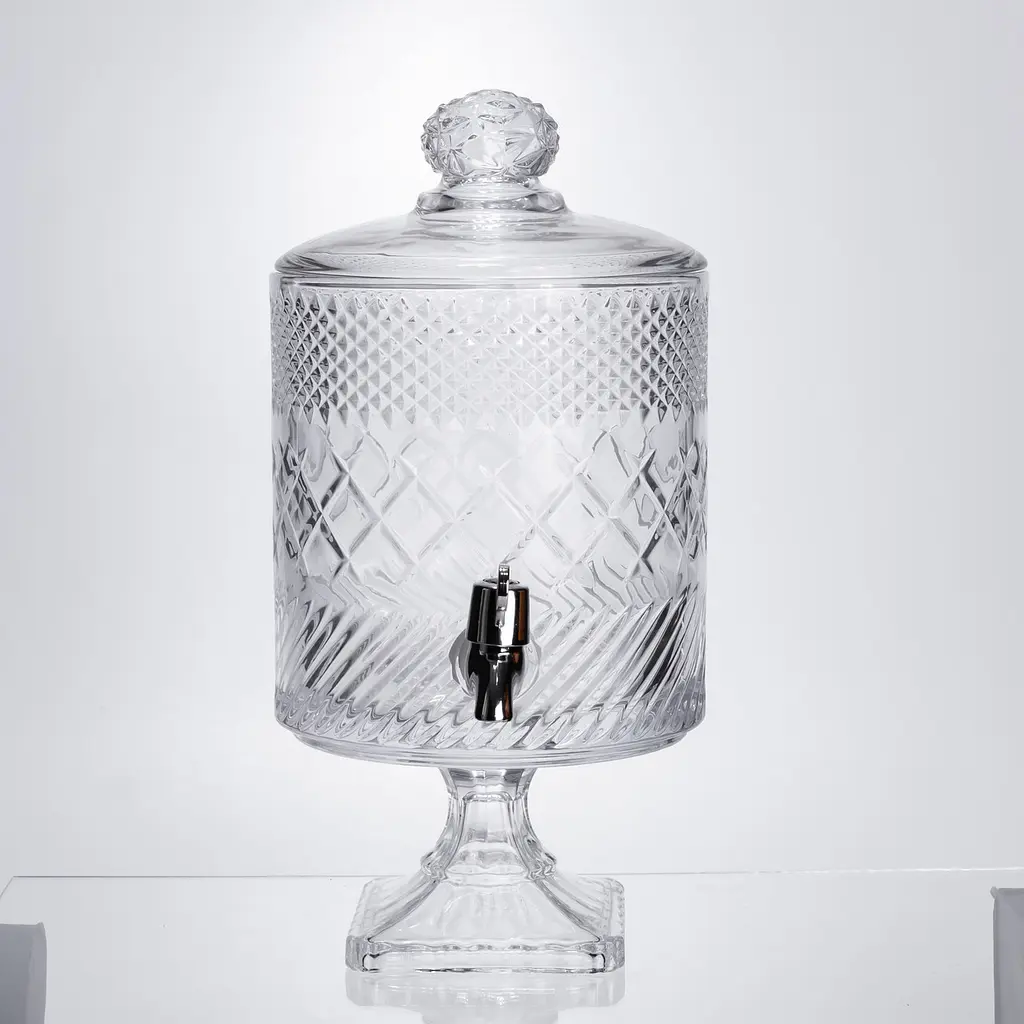 Лимонадница с краном на подставке стеклянная 4.5 л Прозрачный Yiwu HP-19-4 - фото 6