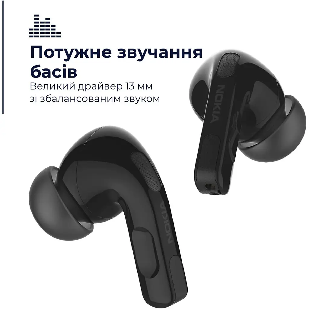 Навушники гарнітура бездротові Nokia Go Earbuds+ TWS-201 ENC Black 8Р00000142 - фото 3