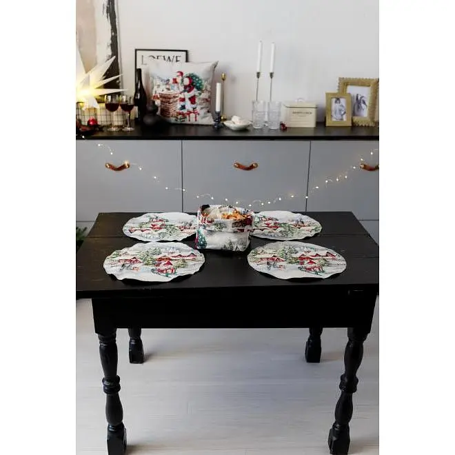 Салфетка Прованс Снежная зима гобеленовая с велюром D-35 см (36442) - фото 2