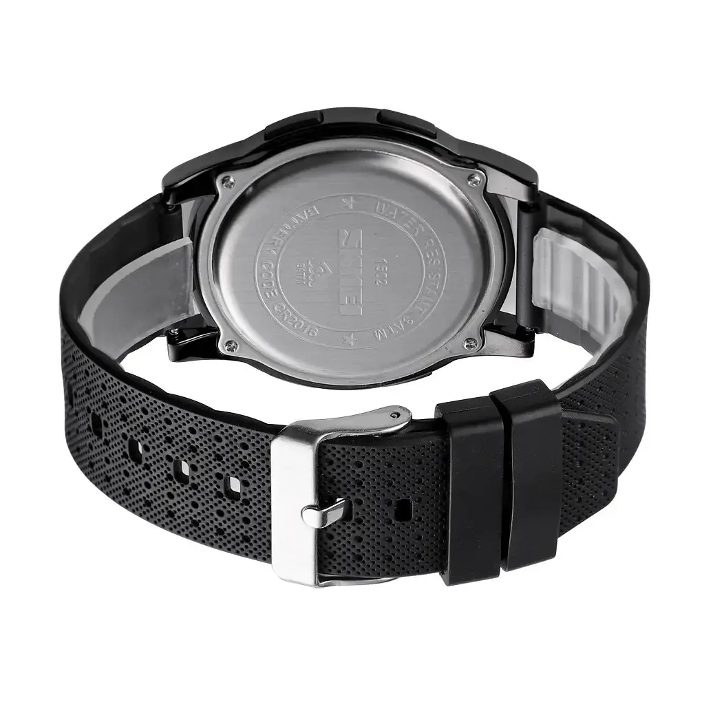 Чоловічий спортивний наручний годинник Skmei 1502 (Чорний с чорним циферблатом) - фото 8