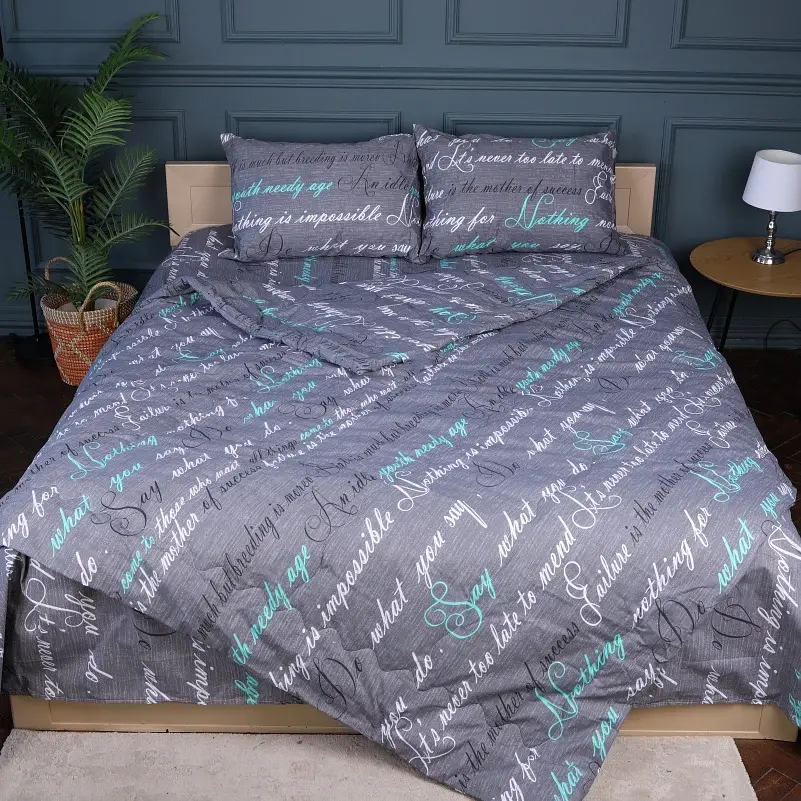 Літній постільний комплект MirSon №2951 Сolor Fun Line Tulio Silk 140х205 см сірий (2200010965995) - фото 3
