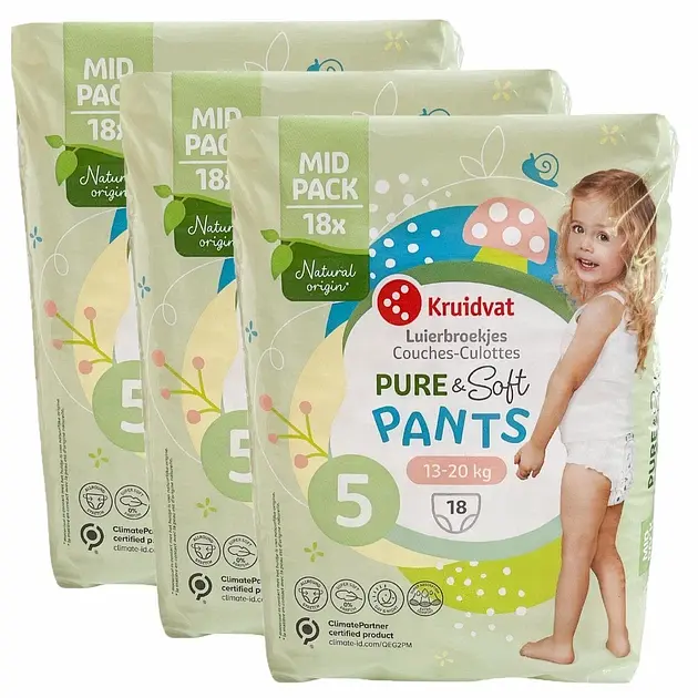 Підгузки-трусики Kruidvat Pure & Soft 5 (13-20 кг), 54 шт