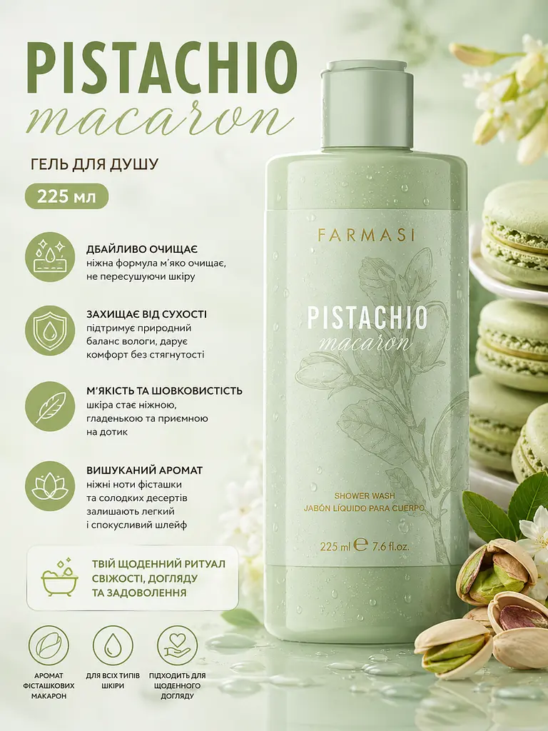 Гель для душу Farmasi Pistachio Macaron 225 мл - фото 2