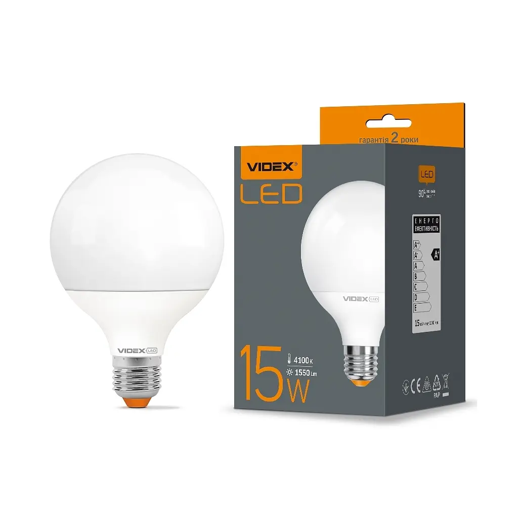 Лампочка Videx G95e 15W E27 4100K (VL-G95e-15274) - фото 2