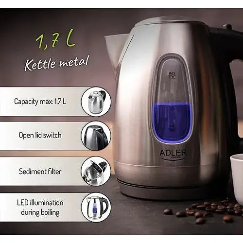 Электрический чайник Adler AD 1223 LED-подсветка 1.7 л - фото 8