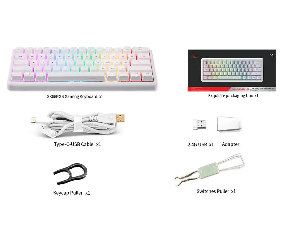 Клавіатура ігрова механічна Motospeed SK-66 Wireless White Hot Swap Gateron Blue - фото 9