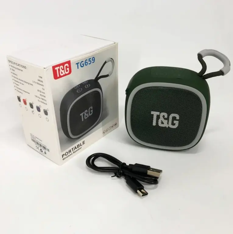 Портативна Bluetooth-колонка T&G TG659 бездротова переносна колонка з вологозахистом Зелений - фото 4