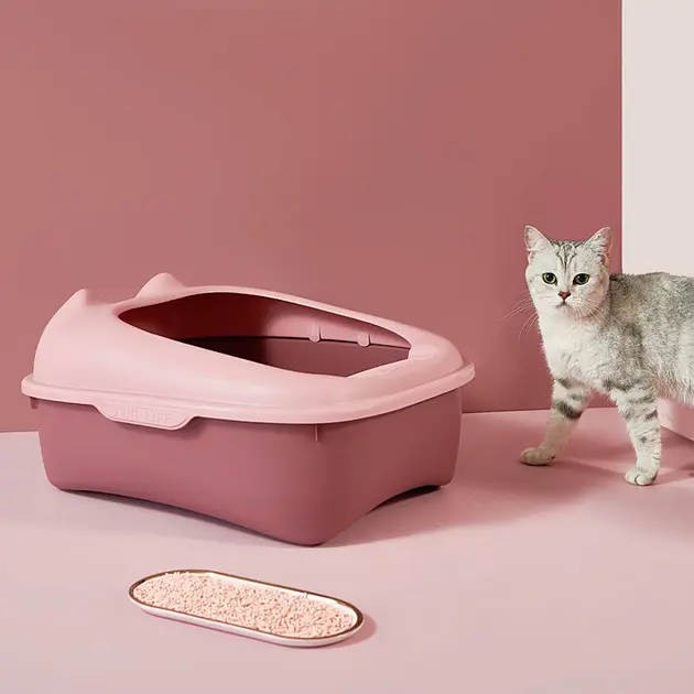 Туалет для котів із лопаткою Derby Plastic Cat Litter Box рожевий 51 х 41 х 30 см - фото 5