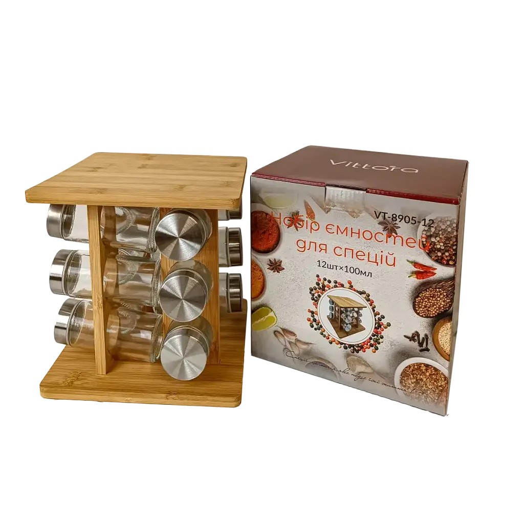 Набір ємностей для спецій Vittora 12 шт. по 100 мл VT-8905-12 (147020) - фото 2