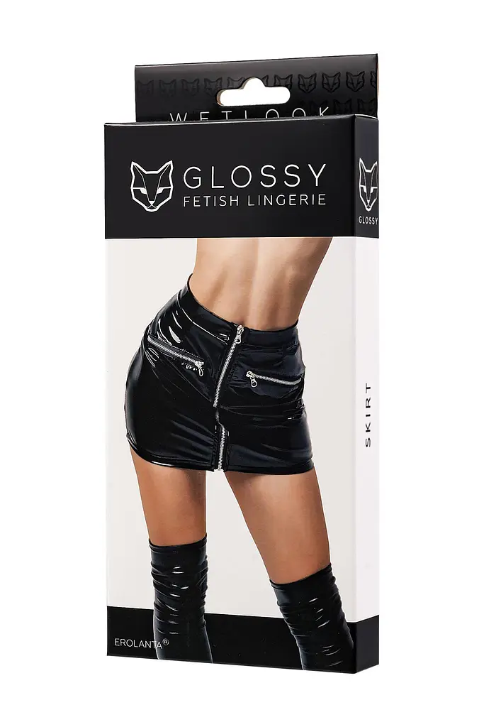 Юбка Glossy Billie wetlook M (черный) - фото 4