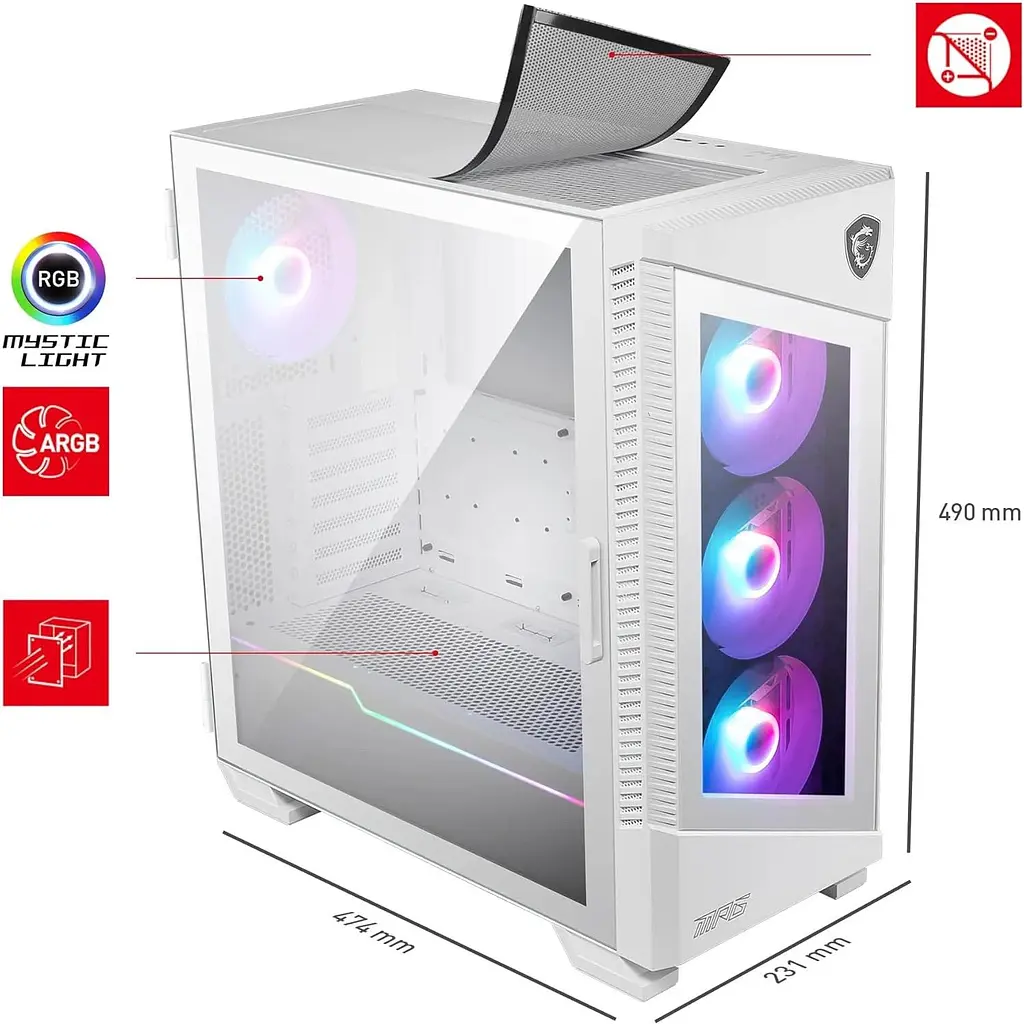 Корпус MSI MPG Velox 100R White [146637] - фото 9
