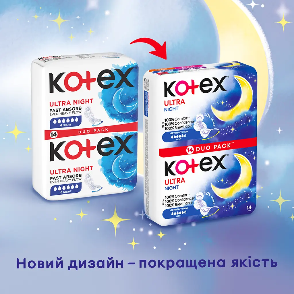 Гігієнічні прокладки Kotex Ultra Night Duo 28 шт. (2 уп. х 14 шт.) - фото 4