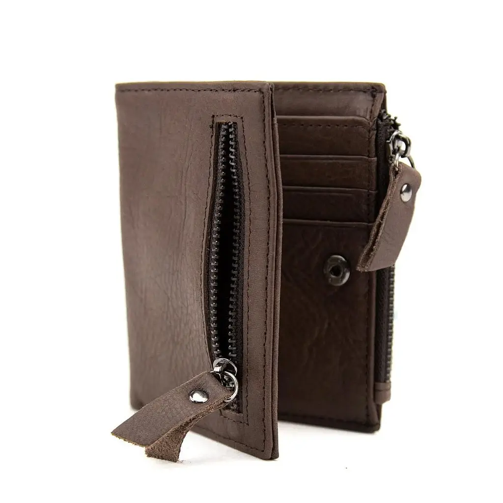 М'яке шкіряне портмоне на кнопці Tiding Bag M39-FA852C коричневе - фото 5