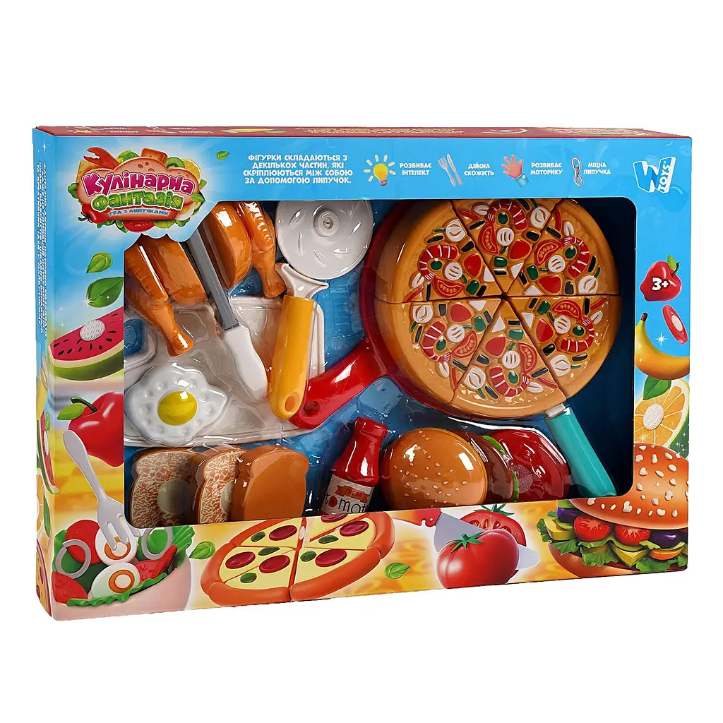 Набор продуктов “Кулинарная фантазия” 10455 WToys, 24 элемента, продукты на липучках, досточка, в коробке (6985898400849) - фото 2