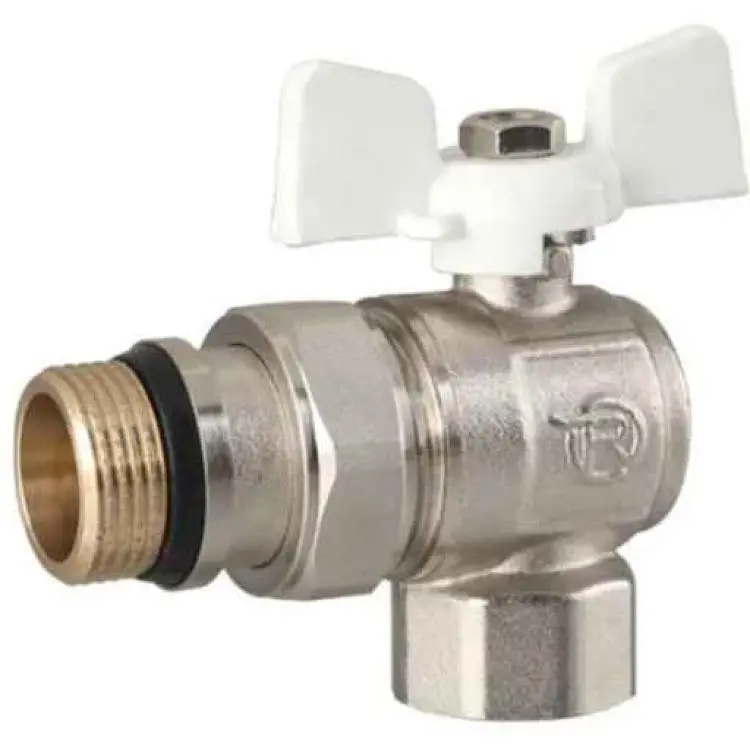 Кран кульовий з американкою Reiger 1/2" кутовий білий метелик