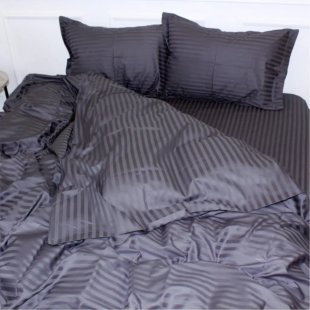 Постільна білизна MirSon SatinStripe 30-0012DarkGray 200х220 Євро (2200005251980) - фото 3