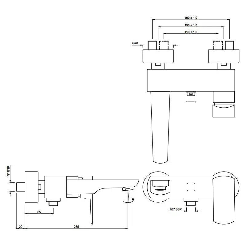 Змішувач для ванни Jaquar Kubix Prime KUP-CHR-35119PM - фото 2