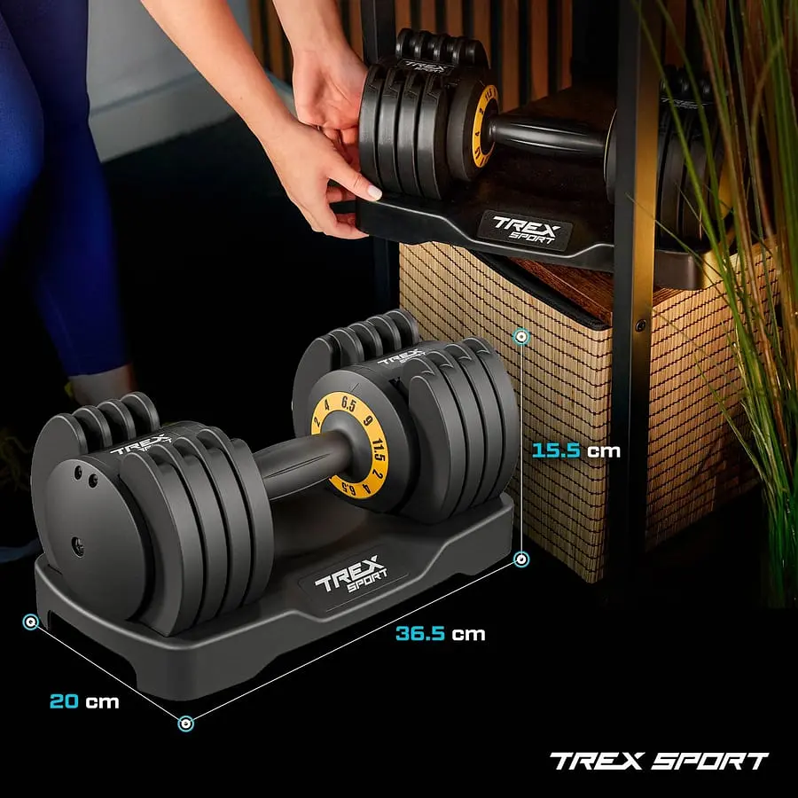 Гантель розбірна регульована Trex Sport 2-11,5кг чорний - фото 17