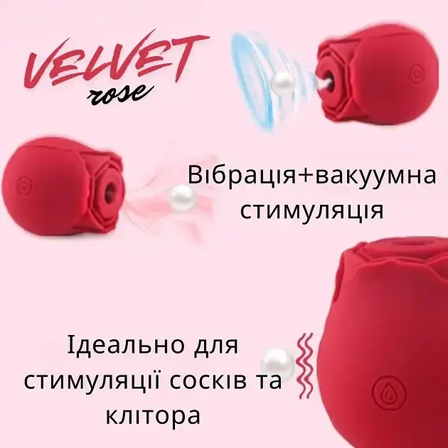 Вакумний стимулятор клітора I'MCUM Velvet Rose (7970379617734) - фото 3