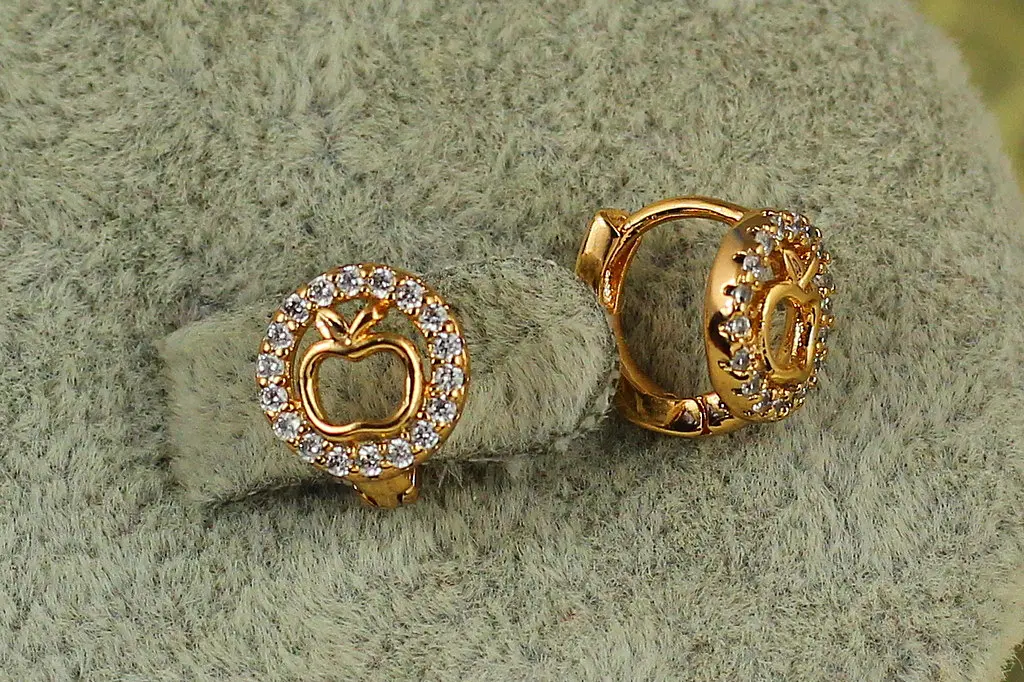 Сережки дитячі Xuping Jewelry яблучко 8 мм золотисті - фото 2