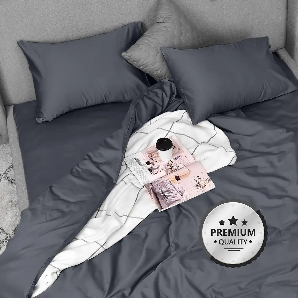Комплект постільної білизни Ideia Сатин полуторний 145х215 см (8-36084_т/сірий) - фото 4