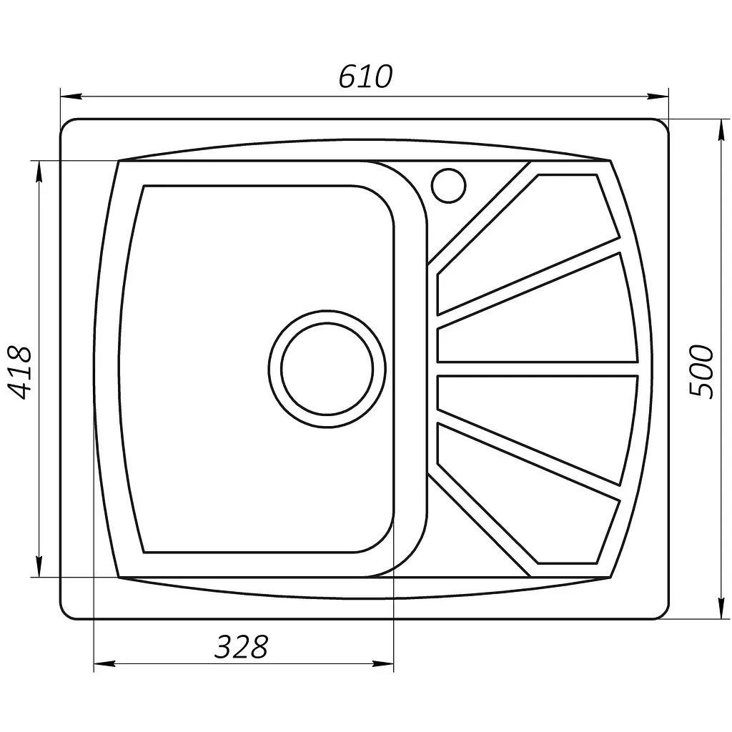 Гранітна мийка Globus Lux Tana мигдаль 610x500 мм А0008, Терра - фото 6