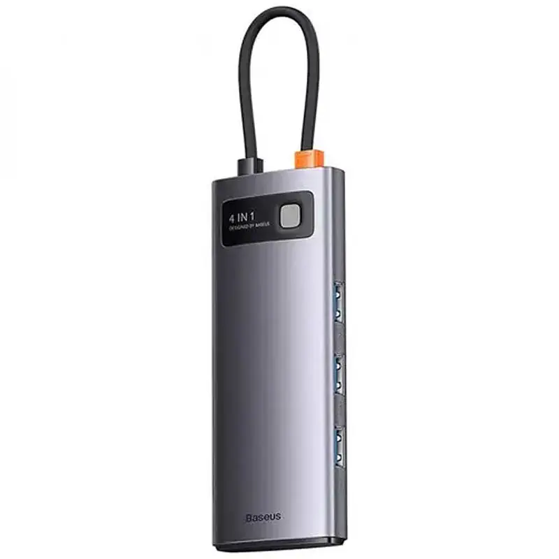 Перехідник HUB Metal Gleam Series 4-in-1 4xUSB3.0 (WKWG070013) Gray Baseus teh0030563