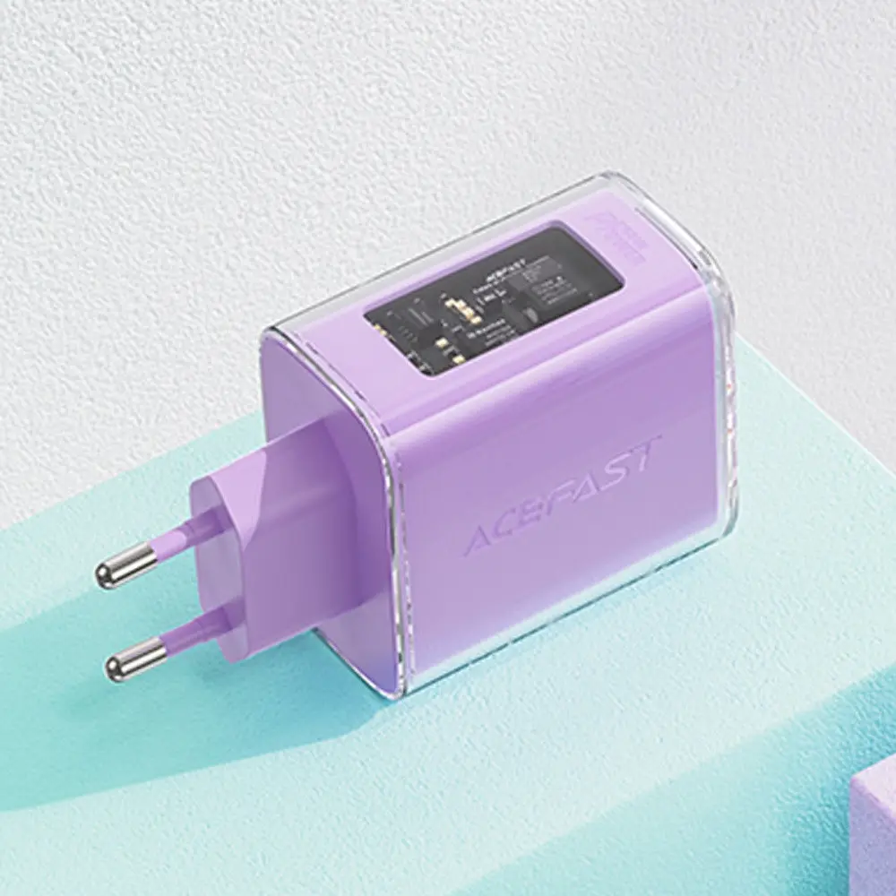 Мережевий зарядний пристрій Acefast A45 USB/2 Type-C QC PD PD65W GaN фіолетовий - фото 2