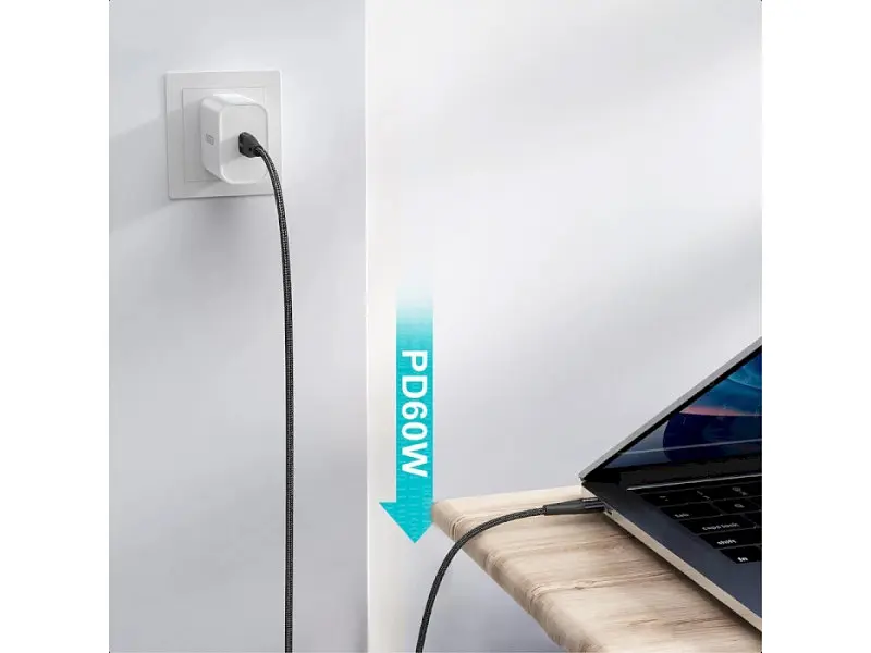 Кабель USB Type-C Choetech USB Type-C to USB Type-C 60W 1.2m Black (XCC-1003) - фото 8