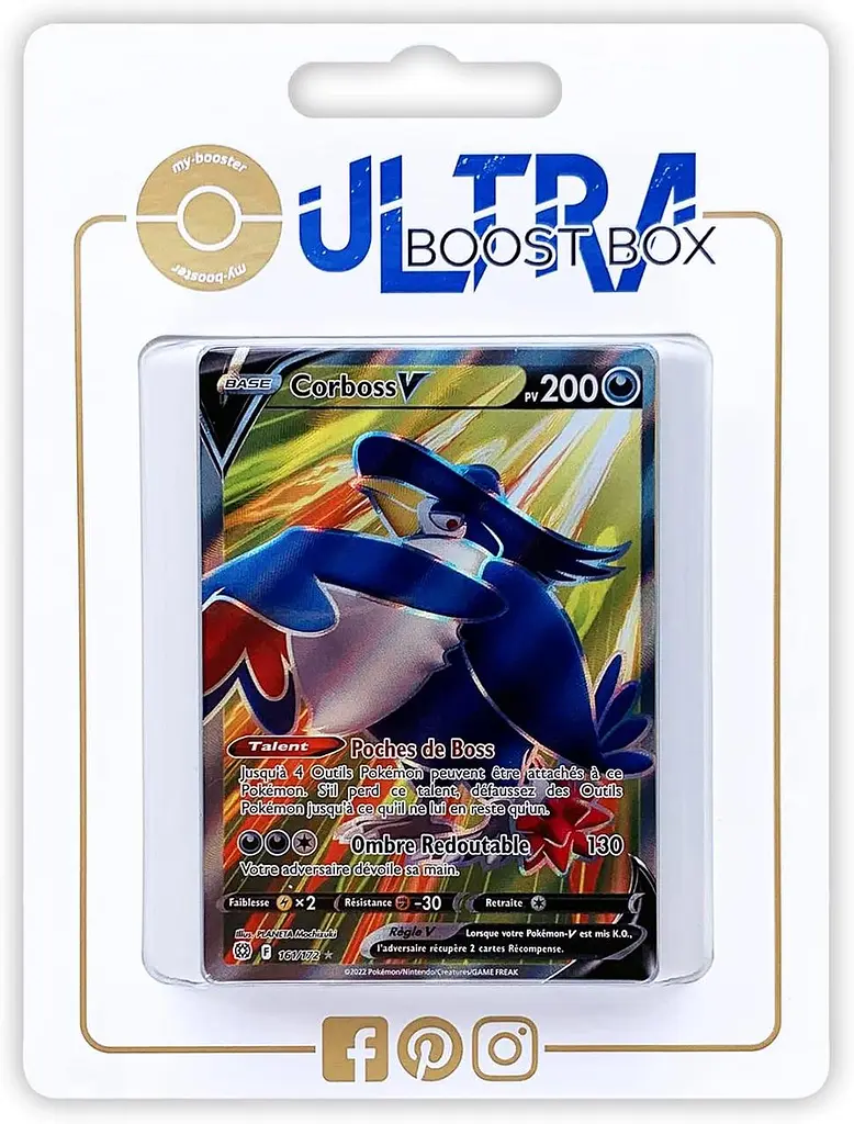 Набір колекційних карт Покемон Pokémon My booster Corboss V Full Art 161/172 Honchkrow V 10 французьких карт (SKU-193)