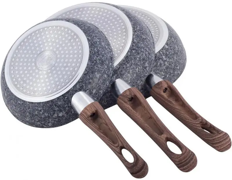 Набір 3 сковороди Grey Marble, індукційні з антипригарним покриттям Kamille Ø20х4,5 см, Ø24х5,5 см, Ø28х6,5 см kuh0007252 - фото 3
