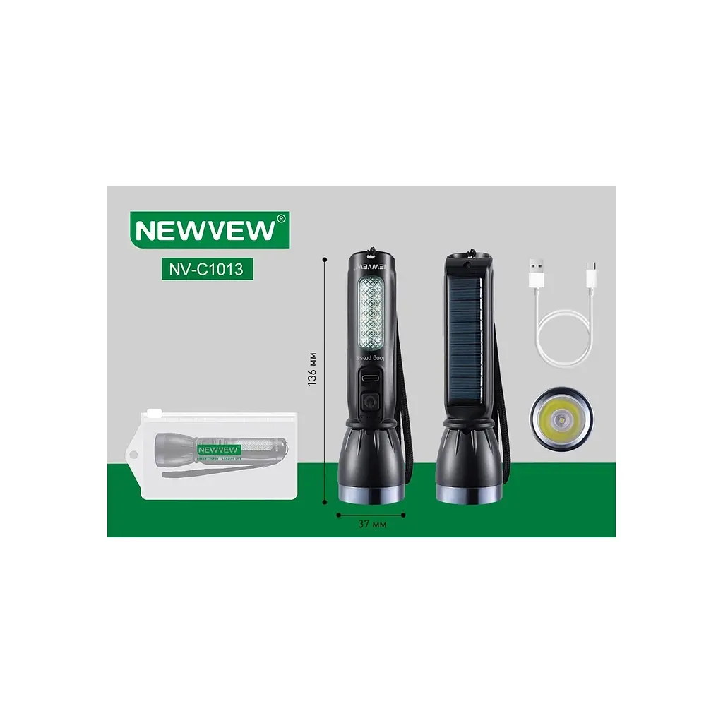 Ліхтар NEWVEW NV-C1013 Solar Panel 500mAh Black (NWVW-NV-C1013-BK) - фото 3