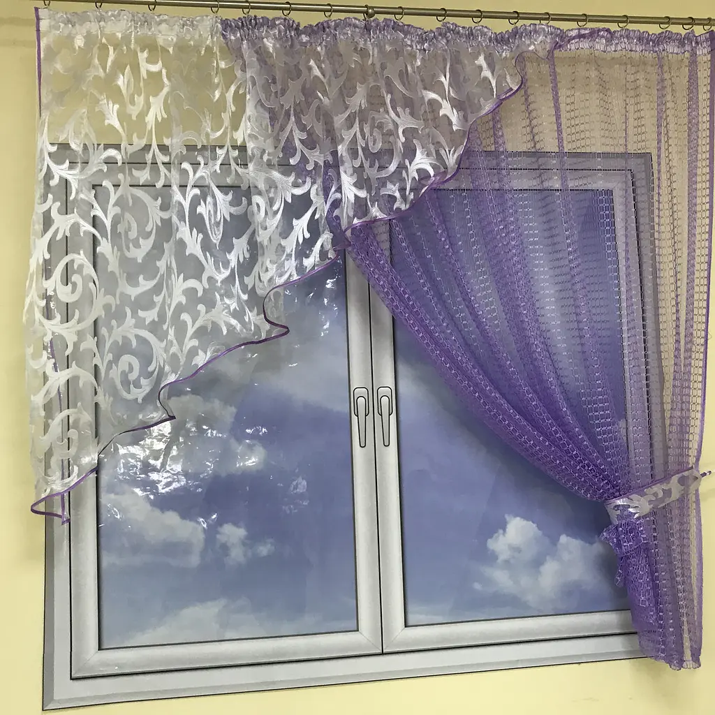Фіранка з сітки бузкового кольору на тасьмі 1,8м на 4м ALBO pbe0052796 - фото 8