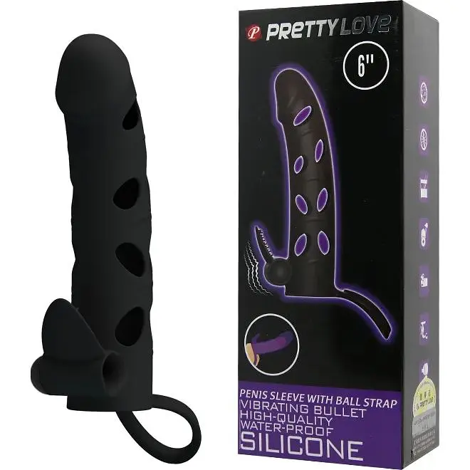 Вібронасадка gодовжуюча Pretty Love 6 BI-026215, Чорний - фото 4