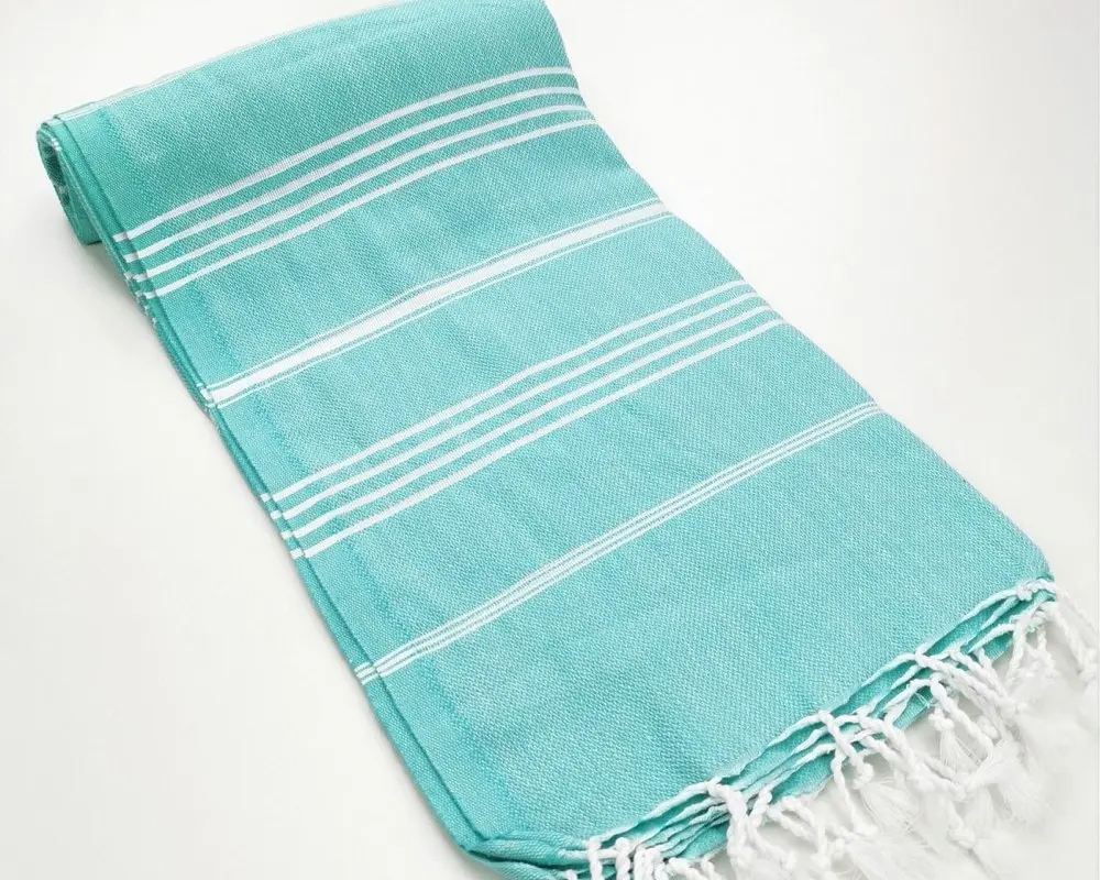 Рушник пештемаль Turkey Towel 100х180 см легкий великий для пляжу басейну бані сауни підстилка на дачу пікнік природу відпустку море Organik бірюза - фото 4