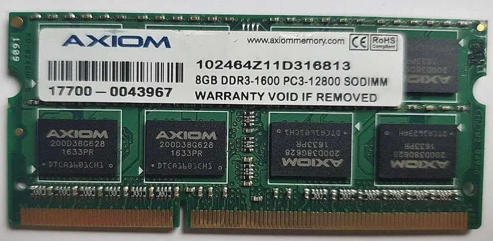 Оперативна пам'ять для ноутбука Axiom SO-DIMM DDR3 8GB 1600MHz PC3-12800 2Rx8 Б/В - фото 2