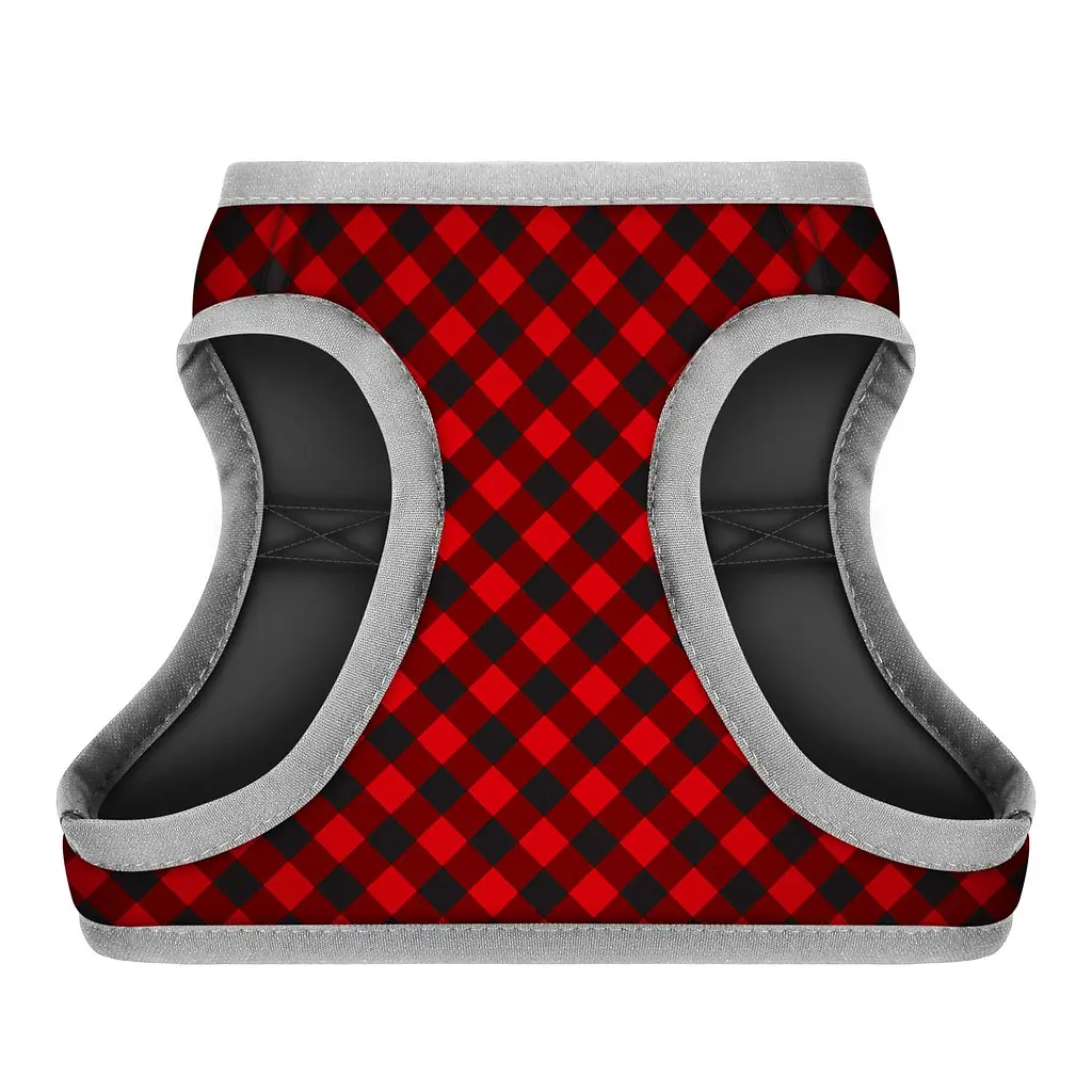 Шлея для собак мягкая Waudog Clothes c QR паспортом рисунок Шотландка красная XS3 В 32-35 см, С 22-24 см - фото 2