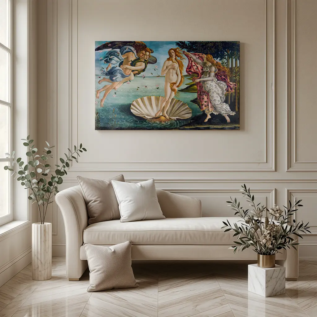 Інтер'єрна картина Народження Венери, Сандро Боттічеллі, Sandro Botticelli, Birth of Venus, інтер'єрний декор, 60×96 см (id3422) - фото 2