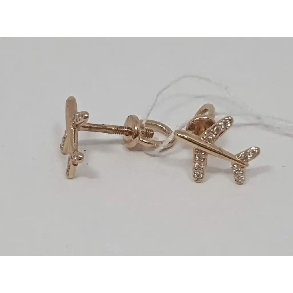 Золоті сережки-пусети Родинні коштовності з фіанітами. 131216 - фото 3