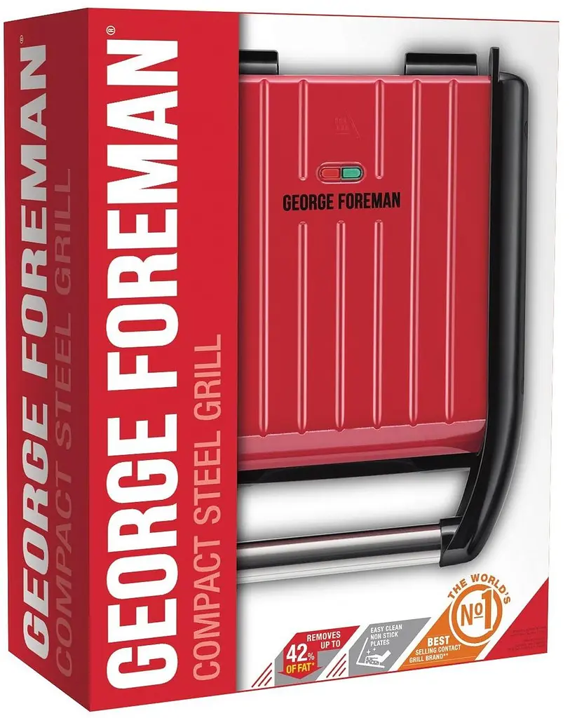 Електрогриль George Foreman 25030-56 Compact Steel Grill 1200 Вт Червоний (25030-56GF) - фото 7