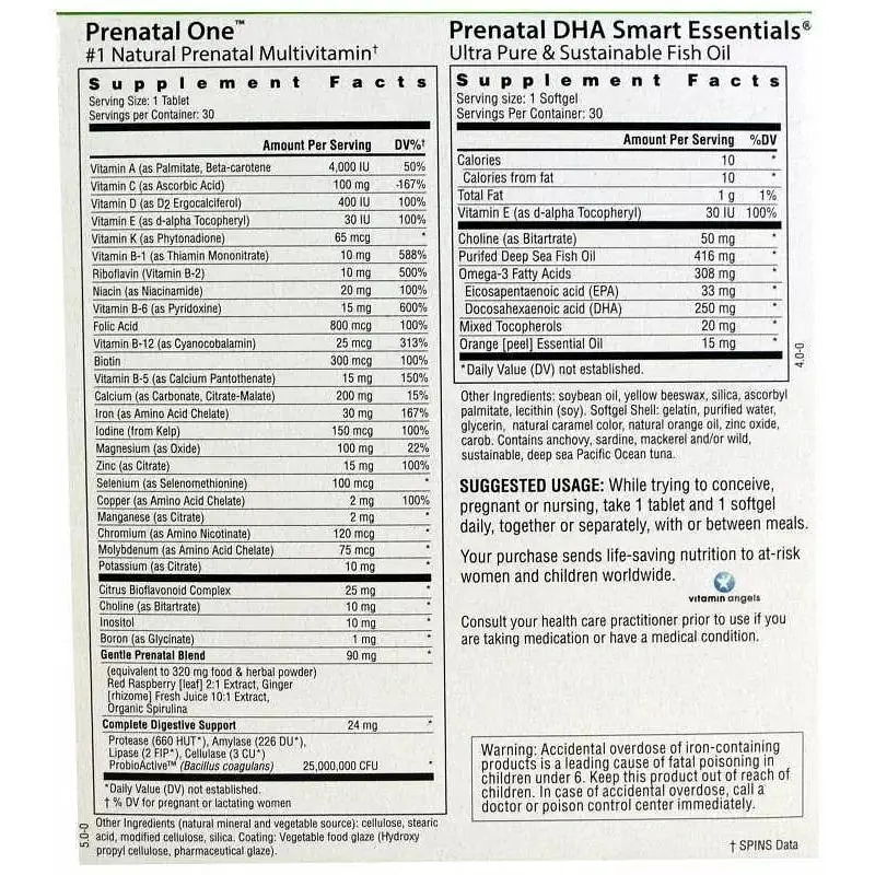 Витамины + Рыбий жир для беременных Rainbow Light Prenatal One plus Prenatal DHA Smart Essentials 30 капсул + 30 таблеток - фото 3