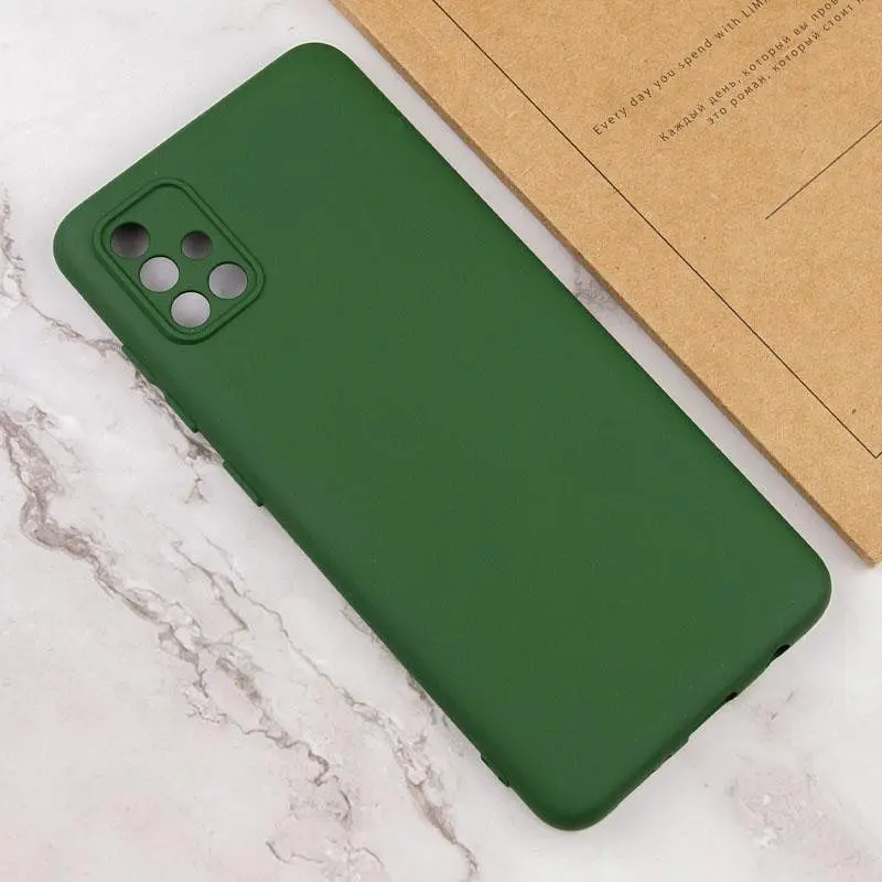 Чохол TPU GETMAN Liquid Silk Full Camera для Samsung Galaxy A51 Зелений / Dark green - фото 3