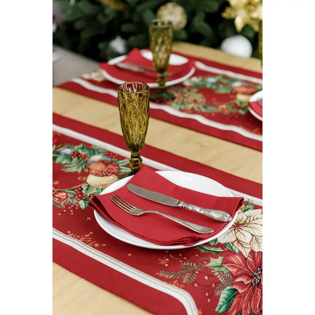 Доріжка гобеленова Прованс Present 140х40 см червона (31389) - фото 5