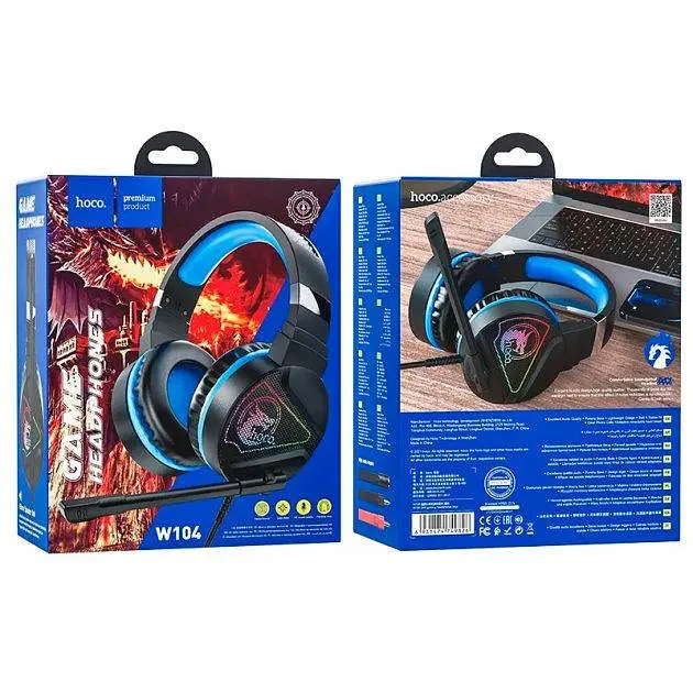 Ігрова гарнітура навушники Hoco W104 з мікрофоном Blue - фото 4