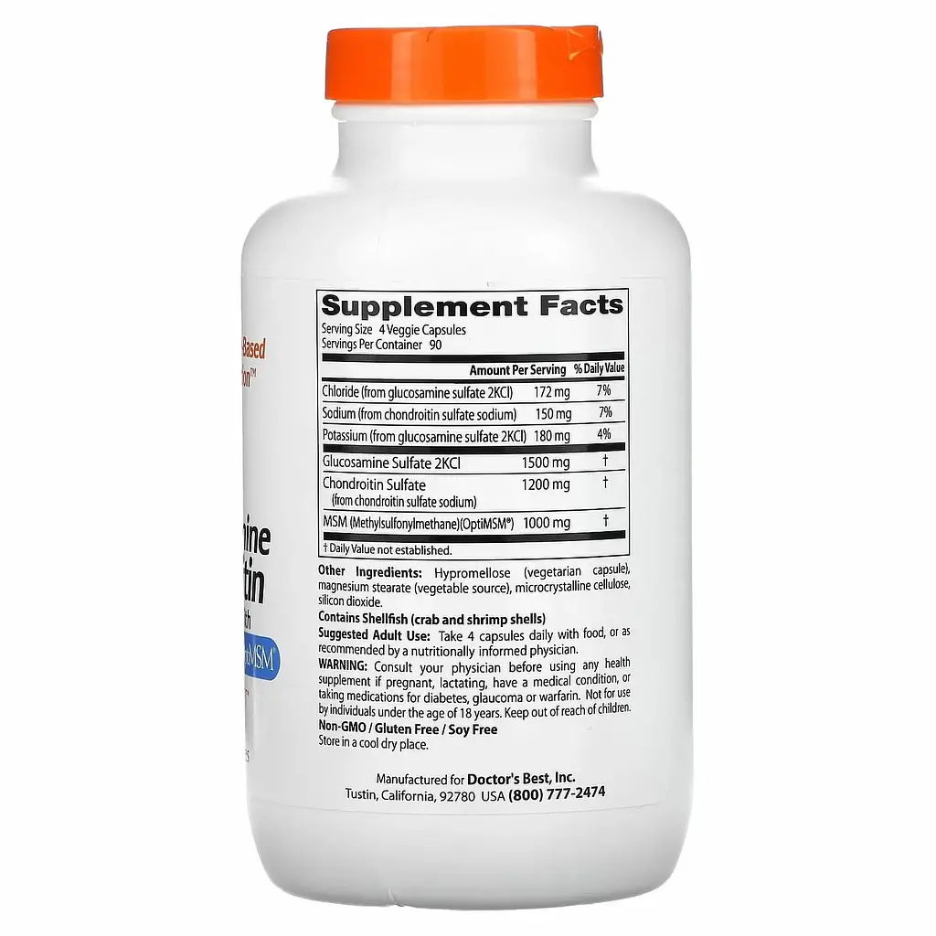 Глюкозамин, хондроитин и МСМ Doctor's Best Glucosamine Chondroitin MSM 360 капсул - фото 2